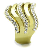 TK1700 - IP Gold(Ion Plating) Stainless Steel Ring with Top Grade Crystal in Clear - Alamode - Flyclothing LLC