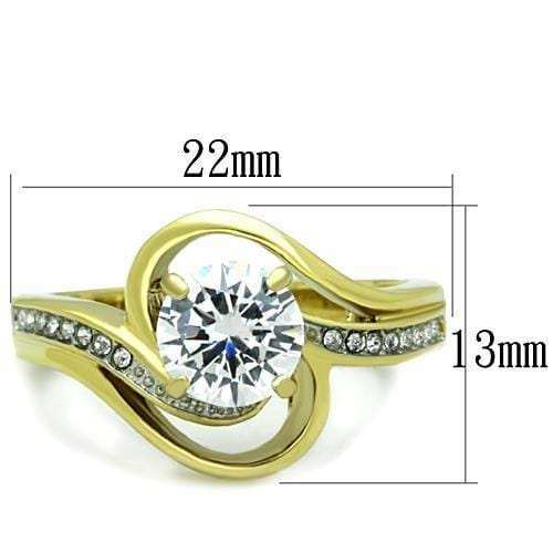 TK1701 - Two-Tone IP Gold (Ion Plating) Stainless Steel Ring with AAA Grade CZ in Clear - Alamode - Flyclothing LLC