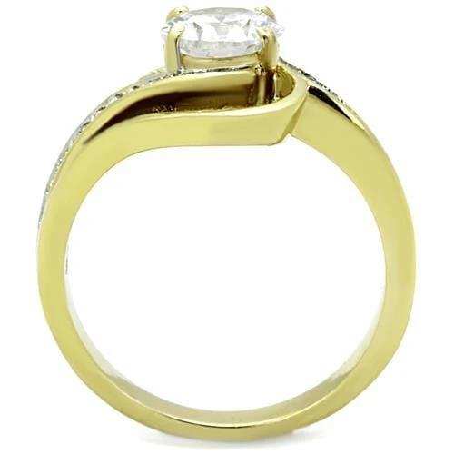 TK1701 - Two-Tone IP Gold (Ion Plating) Stainless Steel Ring with AAA Grade CZ in Clear - Alamode - Flyclothing LLC