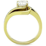 TK1701 - Two-Tone IP Gold (Ion Plating) Stainless Steel Ring with AAA Grade CZ in Clear - Alamode - Flyclothing LLC