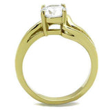 TK1702 - Two-Tone IP Gold (Ion Plating) Stainless Steel Ring with AAA Grade CZ in Clear - Alamode - Flyclothing LLC