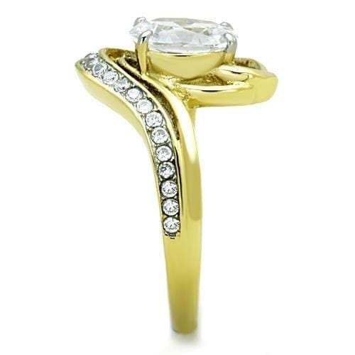 TK1703 - Two-Tone IP Gold (Ion Plating) Stainless Steel Ring with AAA Grade CZ in Clear - Alamode - Flyclothing LLC