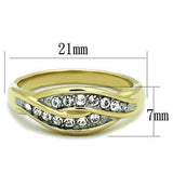 TK1704 - Two-Tone IP Gold (Ion Plating) Stainless Steel Ring with Top Grade Crystal in Clear - Alamode - Flyclothing LLC