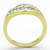 TK1704 - Two-Tone IP Gold (Ion Plating) Stainless Steel Ring with Top Grade Crystal in Clear - Alamode - Flyclothing LLC