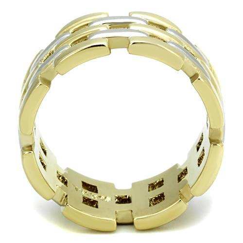 TK1705 - Two-Tone IP Gold (Ion Plating) Stainless Steel Ring with No Stone - Alamode - Flyclothing LLC