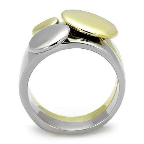 TK1706 - Two-Tone IP Gold (Ion Plating) Stainless Steel Ring with No Stone - Alamode - Flyclothing LLC