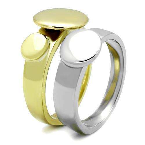 TK1706 - Two-Tone IP Gold (Ion Plating) Stainless Steel Ring with No Stone - Alamode - Flyclothing LLC