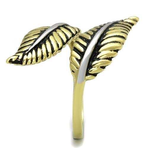 TK1707 - Two-Tone IP Gold (Ion Plating) Stainless Steel Ring with Epoxy in Jet - Alamode - Flyclothing LLC