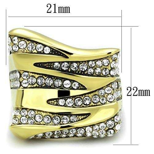 TK1709 - IP Gold(Ion Plating) Stainless Steel Ring with Top Grade Crystal in Clear - Alamode - Flyclothing LLC