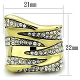 TK1709 - IP Gold(Ion Plating) Stainless Steel Ring with Top Grade Crystal in Clear - Alamode - Flyclothing LLC