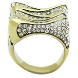TK1709 - IP Gold(Ion Plating) Stainless Steel Ring with Top Grade Crystal in Clear - Alamode - Flyclothing LLC