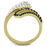 TK1710 - IP Gold(Ion Plating) Stainless Steel Ring with Top Grade Crystal in Jet - Alamode - Flyclothing LLC