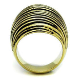 TK1711 - IP Gold(Ion Plating) Stainless Steel Ring with Epoxy in Jet - Alamode - Flyclothing LLC