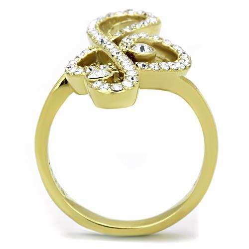 TK1714 - IP Gold(Ion Plating) Stainless Steel Ring with Top Grade Crystal in Clear - Alamode - Flyclothing LLC