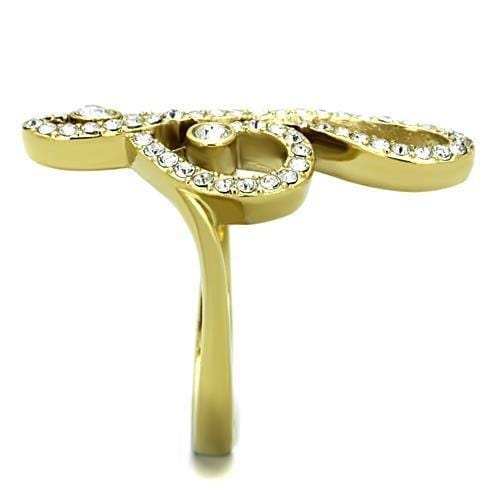TK1714 - IP Gold(Ion Plating) Stainless Steel Ring with Top Grade Crystal in Clear - Alamode - Flyclothing LLC