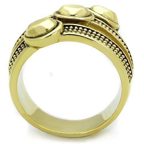 TK1718 - IP Gold(Ion Plating) Stainless Steel Ring with Epoxy in Jet - Alamode - Flyclothing LLC