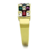 TK1719 - IP Gold(Ion Plating) Stainless Steel Ring with Top Grade Crystal in Multi Color - Alamode - Flyclothing LLC