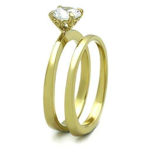TK1721 - IP Gold(Ion Plating) Stainless Steel Ring with AAA Grade CZ in Clear - Alamode - Flyclothing LLC