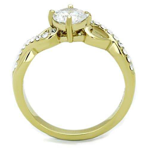 TK1722 - IP Gold(Ion Plating) Stainless Steel Ring with AAA Grade CZ in Clear - Alamode - Flyclothing LLC