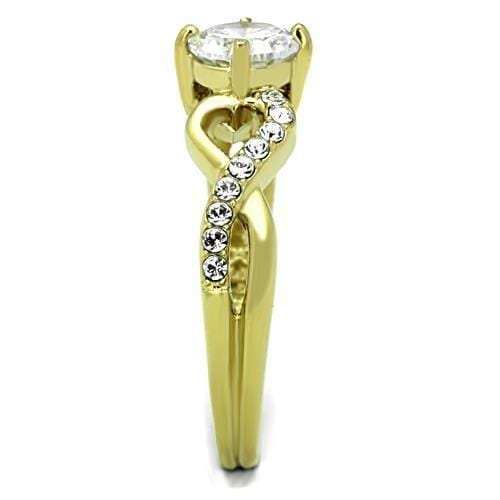 TK1722 - IP Gold(Ion Plating) Stainless Steel Ring with AAA Grade CZ in Clear - Alamode - Flyclothing LLC