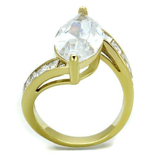 TK1723 - IP Gold(Ion Plating) Stainless Steel Ring with AAA Grade CZ in Clear - Alamode - Flyclothing LLC