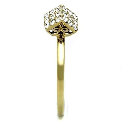 TK1725 - IP Gold(Ion Plating) Stainless Steel Ring with Top Grade Crystal in Clear - Alamode - Flyclothing LLC