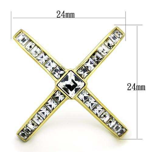 TK1726 - IP Gold(Ion Plating) Stainless Steel Ring with Top Grade Crystal in Clear - Alamode - Flyclothing LLC