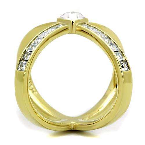 TK1726 - IP Gold(Ion Plating) Stainless Steel Ring with Top Grade Crystal in Clear - Alamode - Flyclothing LLC