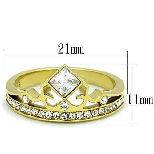 TK1727 - IP Gold(Ion Plating) Stainless Steel Ring with AAA Grade CZ in Clear - Alamode - Flyclothing LLC