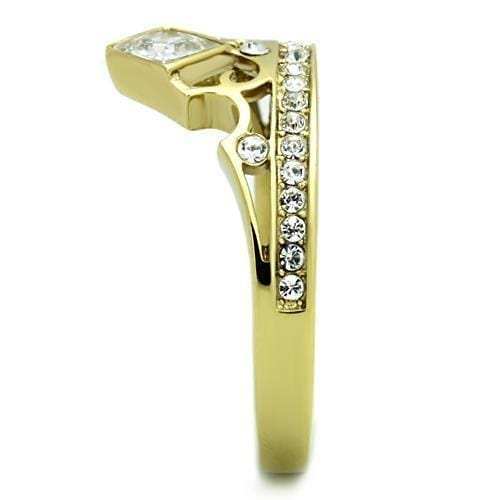 TK1727 - IP Gold(Ion Plating) Stainless Steel Ring with AAA Grade CZ in Clear - Alamode - Flyclothing LLC