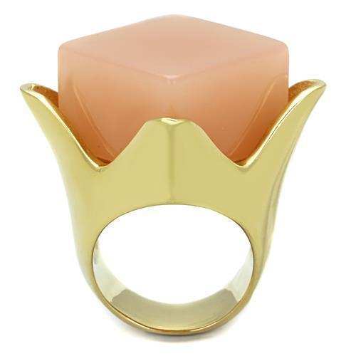 TK1730 - IP Gold(Ion Plating) Stainless Steel Ring with Synthetic Synthetic Stone in Light Rose - Alamode - Flyclothing LLC