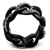 TK1731 - IP Black(Ion Plating) Stainless Steel Ring with Top Grade Crystal in Black Diamond - Alamode - Flyclothing LLC