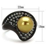 TK1732 - IP Black(Ion Plating) Stainless Steel Ring with Synthetic Pearl in Champagne - Alamode - Flyclothing LLC