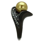 TK1732 - IP Black(Ion Plating) Stainless Steel Ring with Synthetic Pearl in Champagne - Alamode - Flyclothing LLC