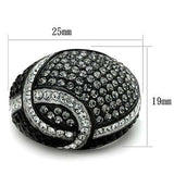 TK1733 - Two-Tone IP Black Stainless Steel Ring with Top Grade Crystal in Black Diamond - Alamode - Flyclothing LLC