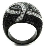 TK1733 - Two-Tone IP Black Stainless Steel Ring with Top Grade Crystal in Black Diamond - Alamode - Flyclothing LLC