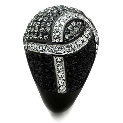 TK1733 - Two-Tone IP Black Stainless Steel Ring with Top Grade Crystal in Black Diamond - Alamode - Flyclothing LLC