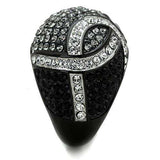 TK1733 - Two-Tone IP Black Stainless Steel Ring with Top Grade Crystal in Black Diamond - Alamode - Flyclothing LLC