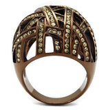 TK1734LC - IP Coffee light Stainless Steel Ring with Top Grade Crystal in Citrine Yellow - Alamode - Flyclothing LLC