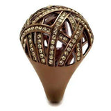 TK1734LC - IP Coffee light Stainless Steel Ring with Top Grade Crystal in Citrine Yellow - Alamode - Flyclothing LLC