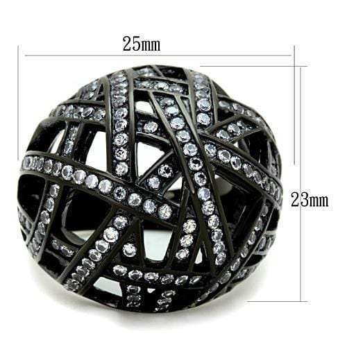 TK1734 - IP Black(Ion Plating) Stainless Steel Ring with AAA Grade CZ in Clear - Alamode - Flyclothing LLC