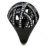 TK1734 - IP Black(Ion Plating) Stainless Steel Ring with AAA Grade CZ in Clear - Alamode - Flyclothing LLC