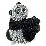 TK1735 - Two-Tone IP Black Stainless Steel Ring with Top Grade Crystal in Black Diamond - Alamode - Flyclothing LLC