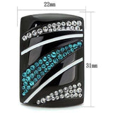 TK1736 - IP Black(Ion Plating) Stainless Steel Ring with Top Grade Crystal in Blue Zircon - Alamode - Flyclothing LLC