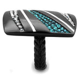 TK1736 - IP Black(Ion Plating) Stainless Steel Ring with Top Grade Crystal in Blue Zircon - Alamode - Flyclothing LLC