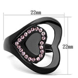 TK1737 - IP Black(Ion Plating) Stainless Steel Ring with Top Grade Crystal in Light Rose - Alamode - Flyclothing LLC