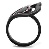 TK1737 - IP Black(Ion Plating) Stainless Steel Ring with Top Grade Crystal in Light Rose - Alamode - Flyclothing LLC