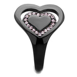TK1737 - IP Black(Ion Plating) Stainless Steel Ring with Top Grade Crystal in Light Rose - Alamode - Flyclothing LLC