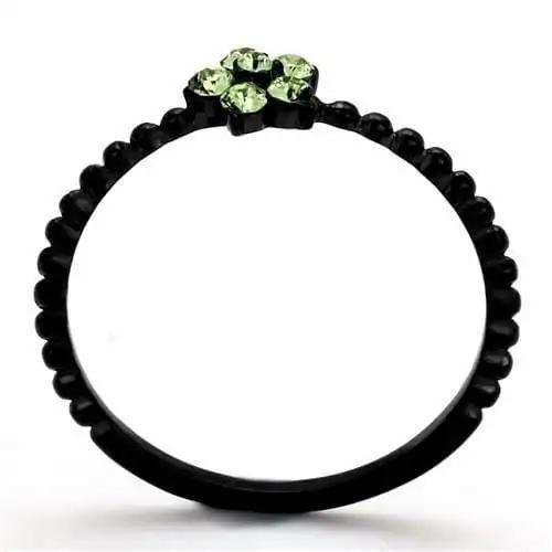 TK1739 - IP Black(Ion Plating) Stainless Steel Ring with Top Grade Crystal in Peridot - Alamode - Flyclothing LLC