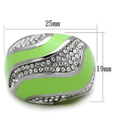 TK1741 - High polished (no plating) Stainless Steel Ring with Top Grade Crystal in Clear - Alamode - Flyclothing LLC